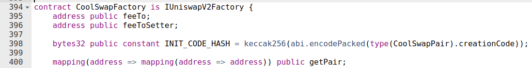add an init code hash in the factory